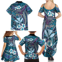Personalised Hawaii Tribal Humpback Whale Family Matching Summer Maxi Dress and Hawaiian Shirt Polu Hibiscus Seamless Pattern LT9 - Polynesian Pride