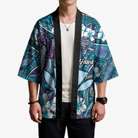 Personalised Hawaii Tribal Humpback Whale Kimono Polu Hibiscus Seamless Pattern
