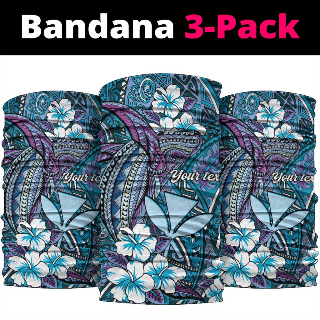 Personalised Hawaii Tribal Humpback Whale Neck Gaiter Polu Hibiscus Seamless Pattern