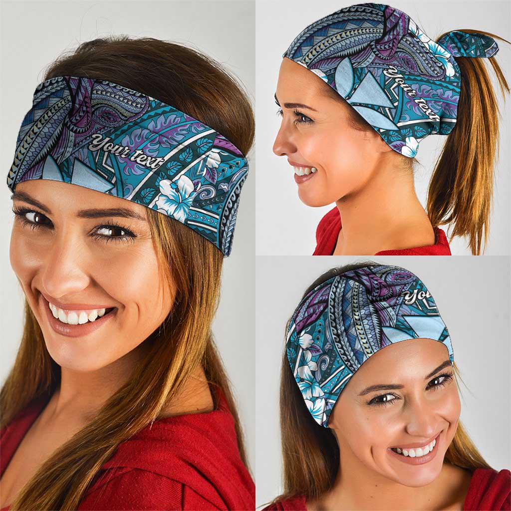 Personalised Hawaii Tribal Humpback Whale Neck Gaiter Polu Hibiscus Seamless Pattern