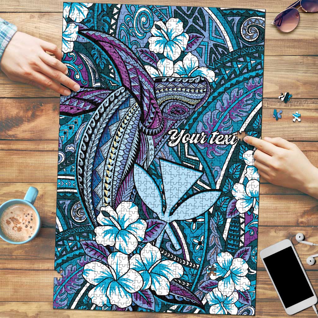 Personalised Hawaii Tribal Humpback Whale Puzzle Polu Hibiscus Seamless Pattern