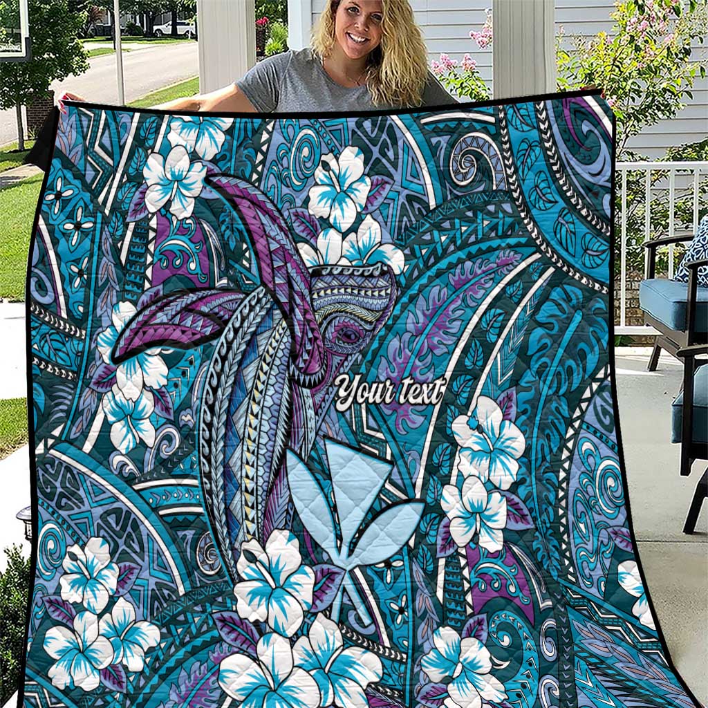 Personalised Hawaii Tribal Humpback Whale Quilt Polu Hibiscus Seamless Pattern