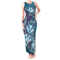 Personalised Hawaii Tribal Humpback Whale Tank Maxi Dress Polu Hibiscus Seamless Pattern