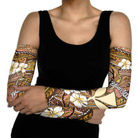 Personalised Hawaii Tribal Humpback Whale Arm Sleeves Melemele Hibiscus Seamless Pattern