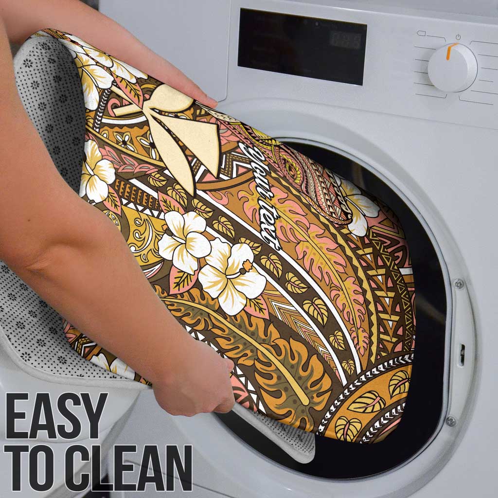 Personalised Hawaii Tribal Humpback Whale Bathroom Set Melemele Hibiscus Seamless Pattern