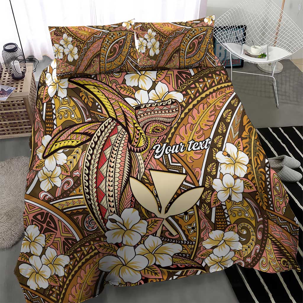 Personalised Hawaii Tribal Humpback Whale Bedding Set Melemele Hibiscus Seamless Pattern