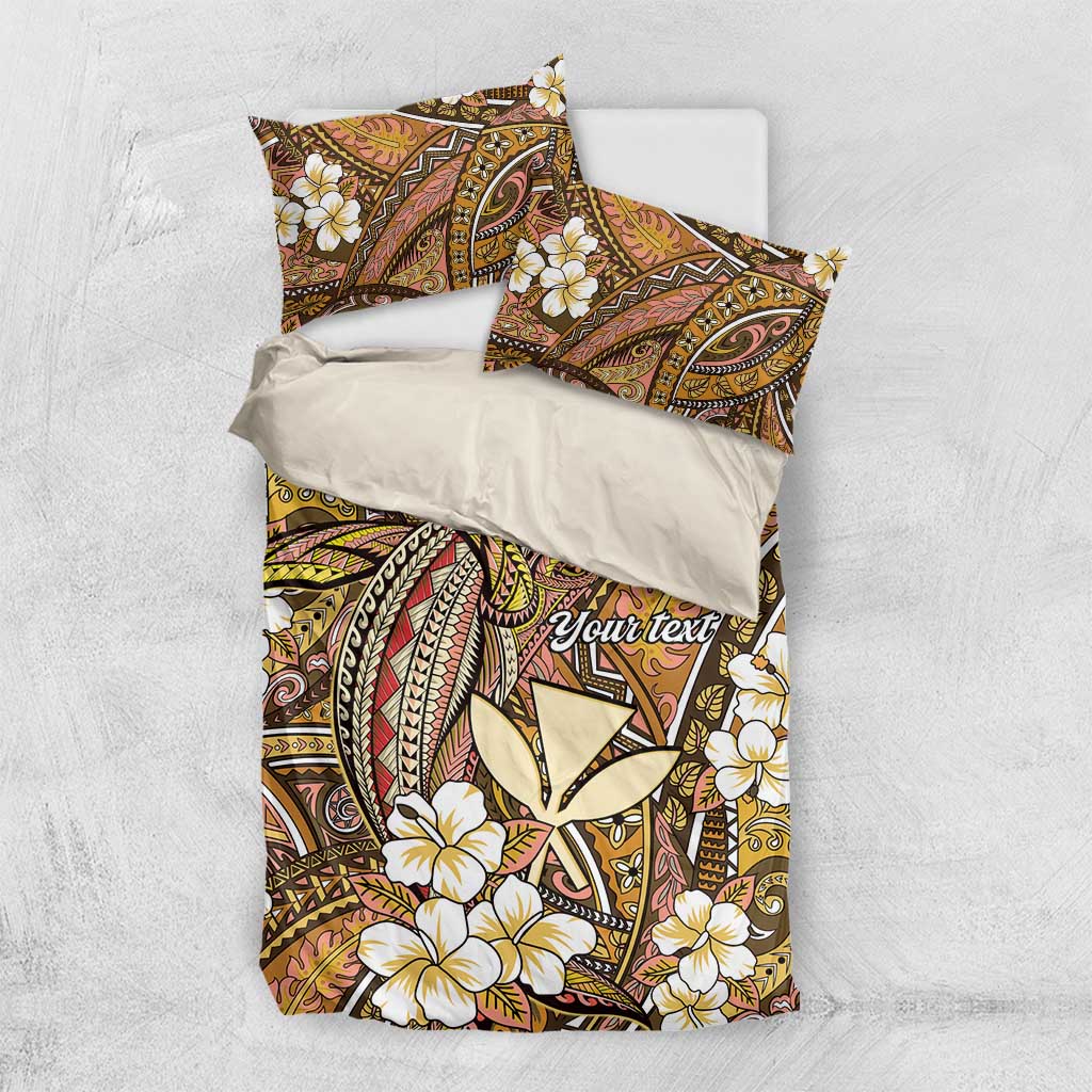 Personalised Hawaii Tribal Humpback Whale Bedding Set Melemele Hibiscus Seamless Pattern