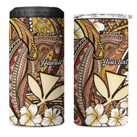 Personalised Hawaii Tribal Humpback Whale 4 in 1 Can Cooler Tumbler Melemele Hibiscus Seamless Pattern