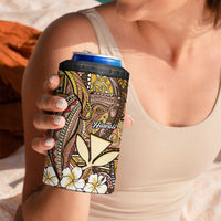 Personalised Hawaii Tribal Humpback Whale 4 in 1 Can Cooler Tumbler Melemele Hibiscus Seamless Pattern