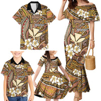 Personalised Hawaii Tribal Humpback Whale Family Matching Mermaid Dress and Hawaiian Shirt Melemele Hibiscus Seamless Pattern LT9 - Polynesian Pride
