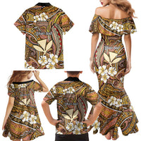 Personalised Hawaii Tribal Humpback Whale Family Matching Mermaid Dress and Hawaiian Shirt Melemele Hibiscus Seamless Pattern LT9 - Polynesian Pride