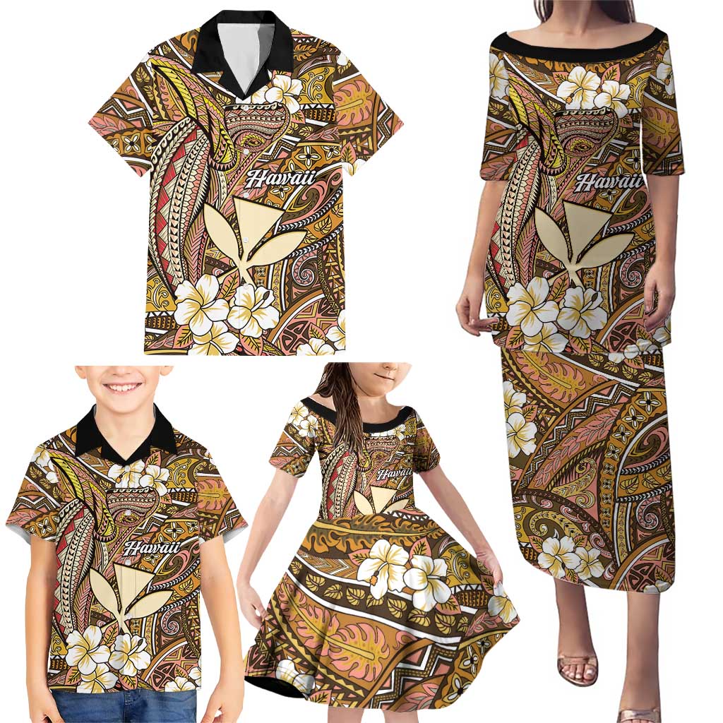 Personalised Hawaii Tribal Humpback Whale Family Matching Puletasi and Hawaiian Shirt Melemele Hibiscus Seamless Pattern LT9 - Polynesian Pride