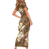 Personalised Hawaii Tribal Humpback Whale Family Matching Short Sleeve Bodycon Dress and Hawaiian Shirt Melemele Hibiscus Seamless Pattern LT9 - Polynesian Pride