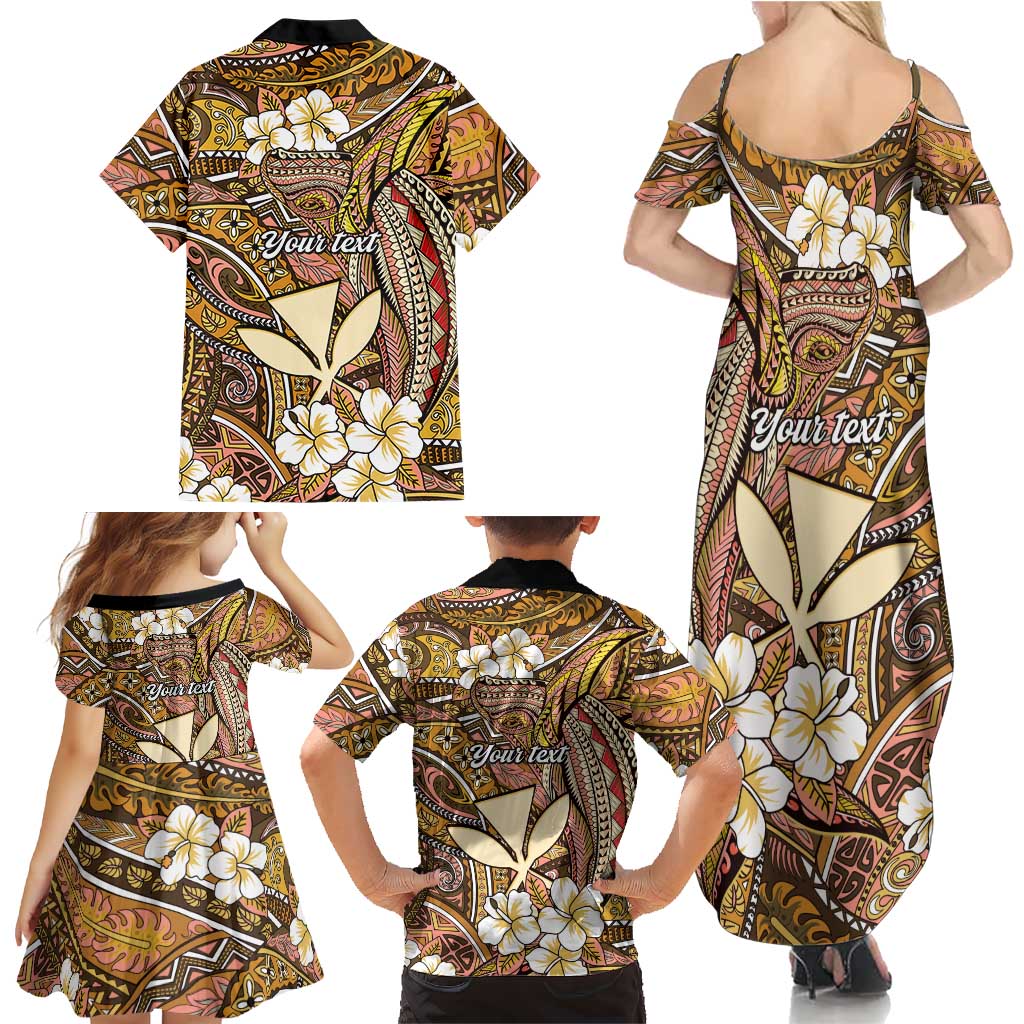 Personalised Hawaii Tribal Humpback Whale Family Matching Summer Maxi Dress and Hawaiian Shirt Melemele Hibiscus Seamless Pattern LT9 - Polynesian Pride