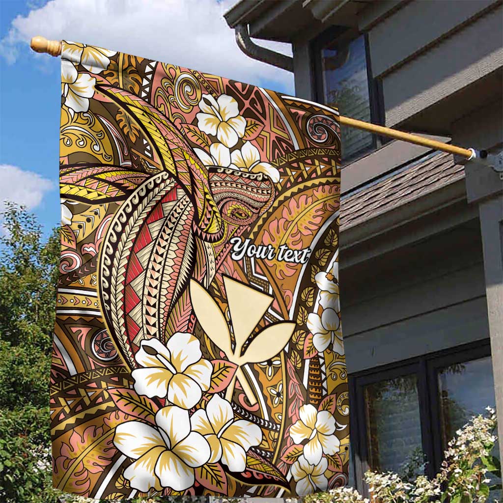 Personalised Hawaii Tribal Humpback Whale Garden Flag Melemele Hibiscus Seamless Pattern
