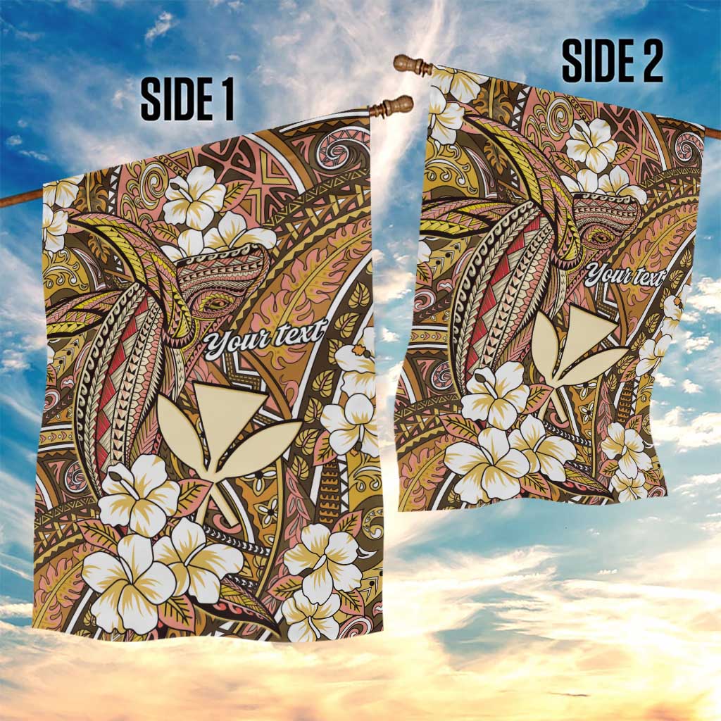 Personalised Hawaii Tribal Humpback Whale Garden Flag Melemele Hibiscus Seamless Pattern