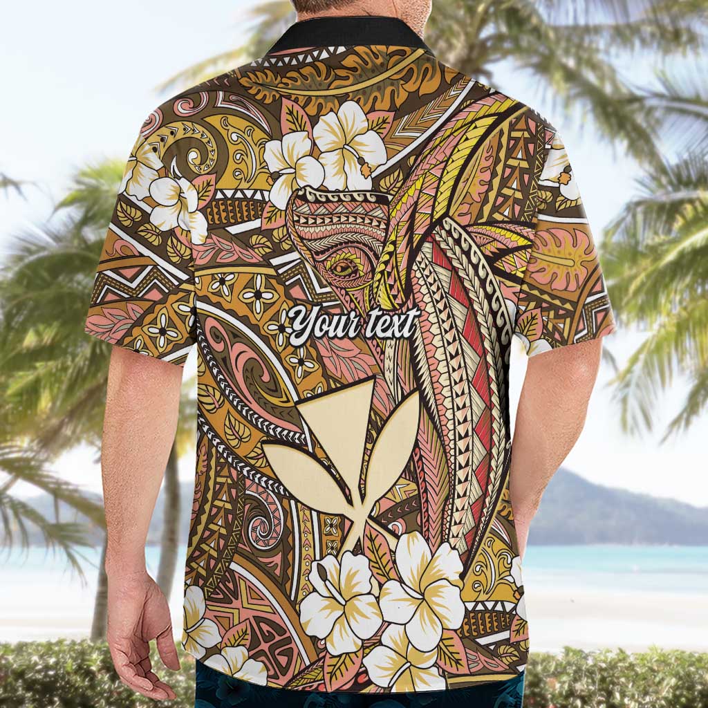 Personalised Hawaii Tribal Humpback Whale Hawaiian Shirt Melemele Hibiscus Seamless Pattern