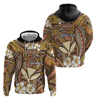 Personalised Hawaii Tribal Humpback Whale Hoodie Melemele Hibiscus Seamless Pattern