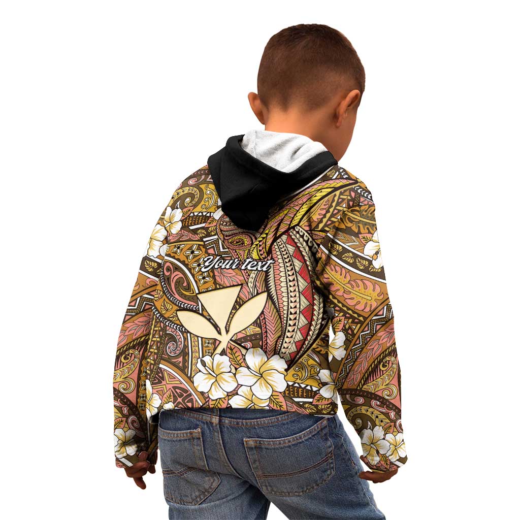 Personalised Hawaii Tribal Humpback Whale Kid Hoodie Melemele Hibiscus Seamless Pattern