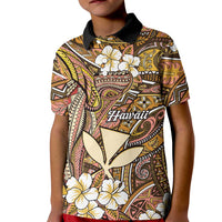 Personalised Hawaii Tribal Humpback Whale Kid Polo Shirt Melemele Hibiscus Seamless Pattern