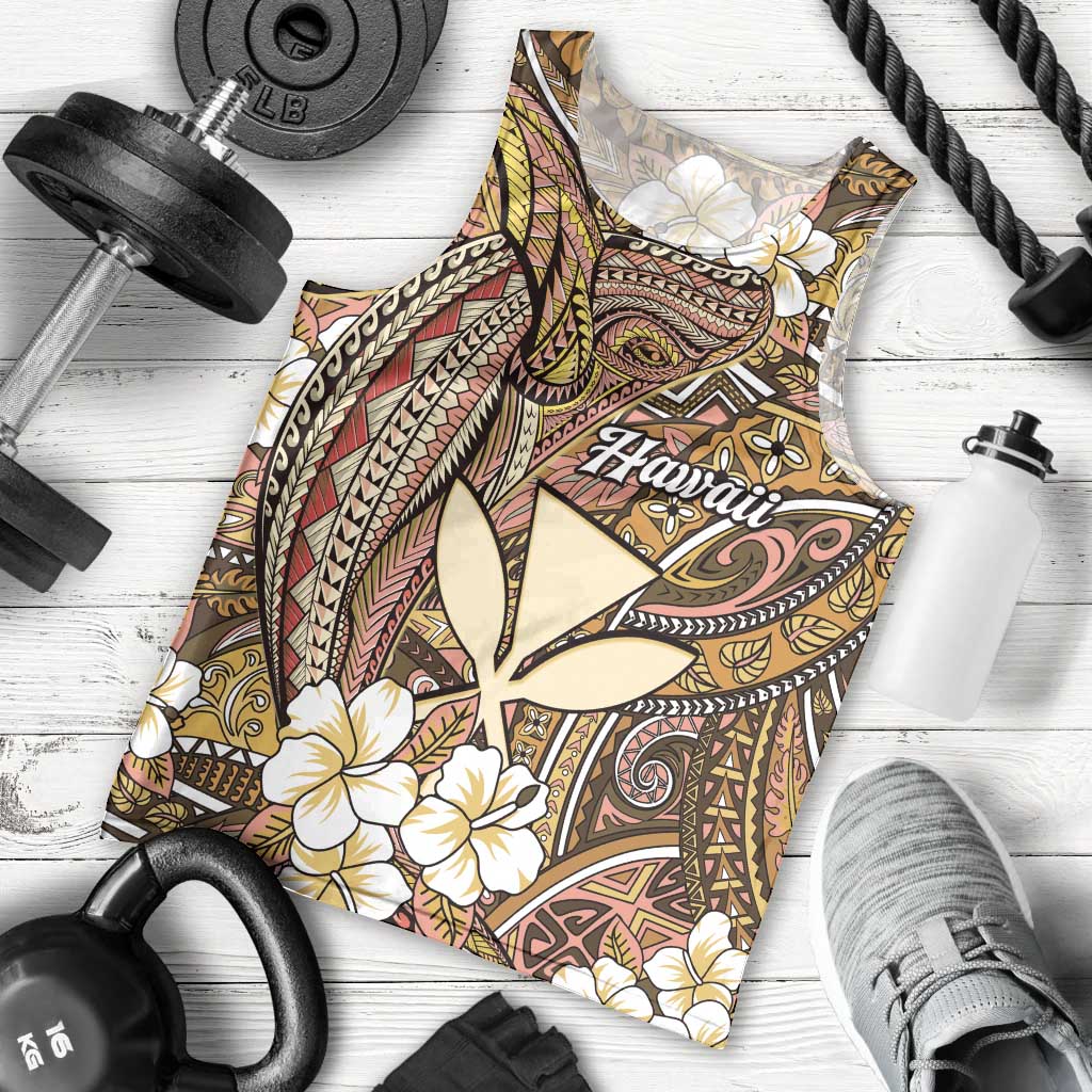 Personalised Hawaii Tribal Humpback Whale Men Tank Top Melemele Hibiscus Seamless Pattern
