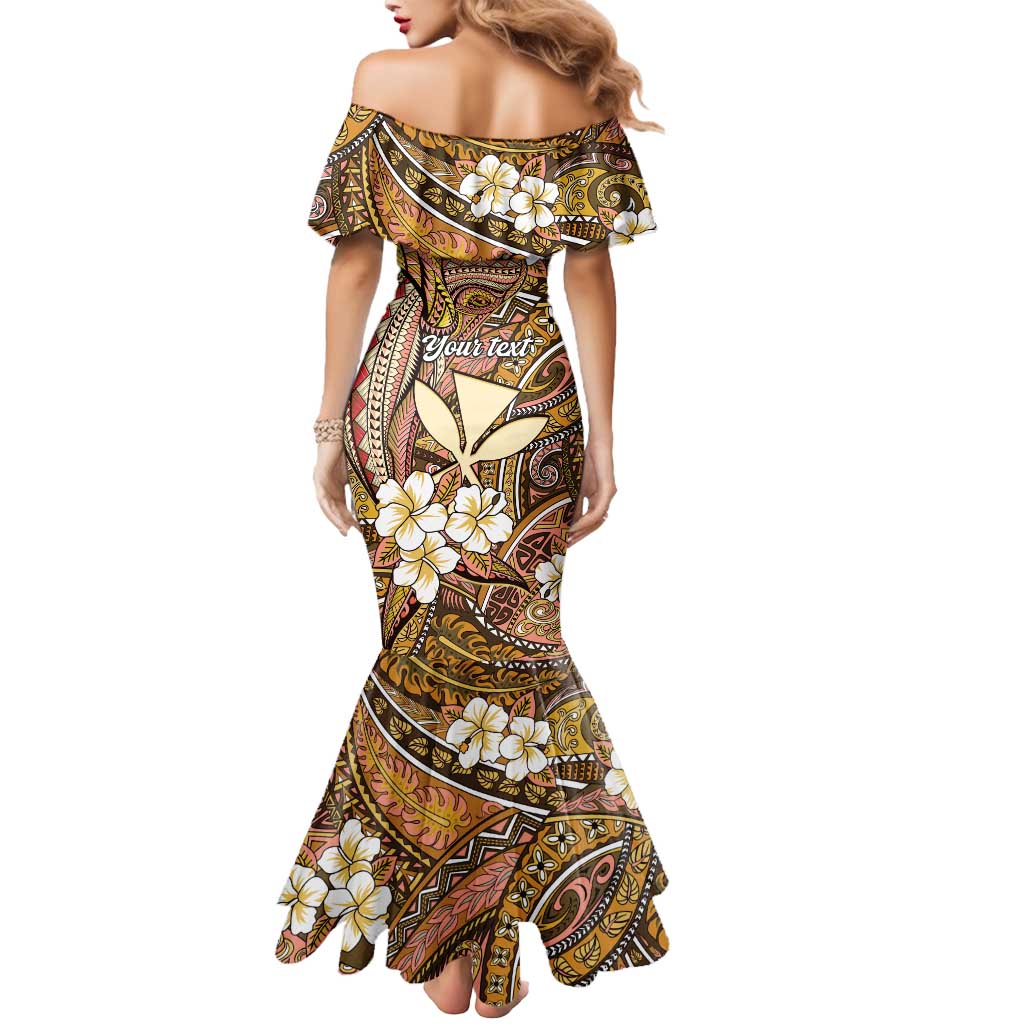 Personalised Hawaii Tribal Humpback Whale Mermaid Dress Melemele Hibiscus Seamless Pattern