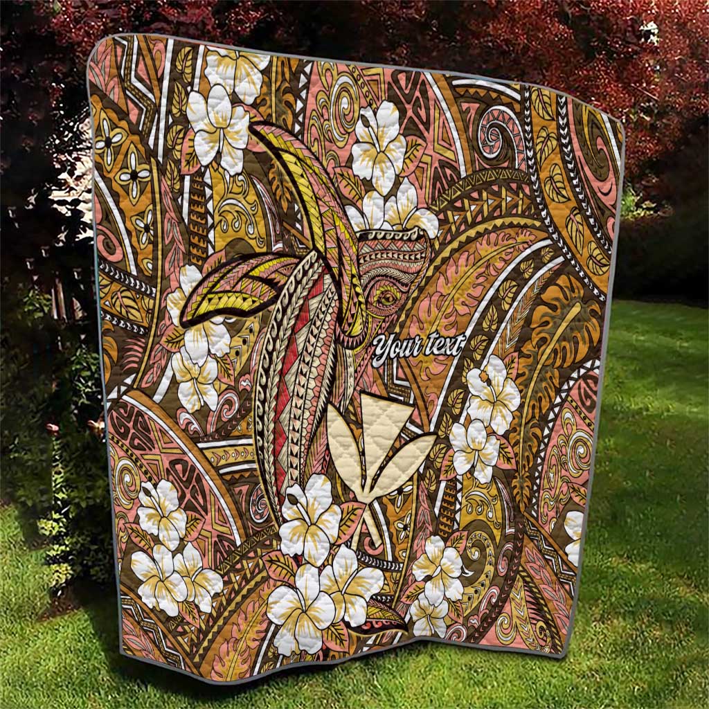 Personalised Hawaii Tribal Humpback Whale Quilt Melemele Hibiscus Seamless Pattern