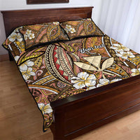 Personalised Hawaii Tribal Humpback Whale Quilt Bed Set Melemele Hibiscus Seamless Pattern