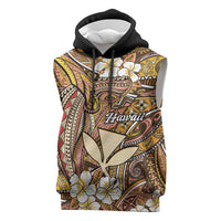 Personalised Hawaii Tribal Humpback Whale Sleeveless Hoodie Melemele Hibiscus Seamless Pattern