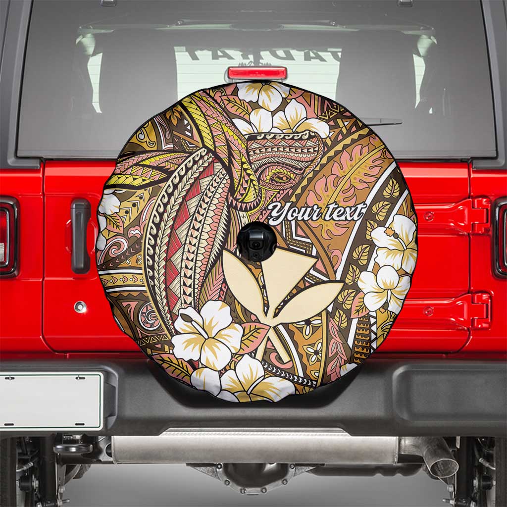 Personalised Hawaii Tribal Humpback Whale Spare Tire Cover Melemele Hibiscus Seamless Pattern