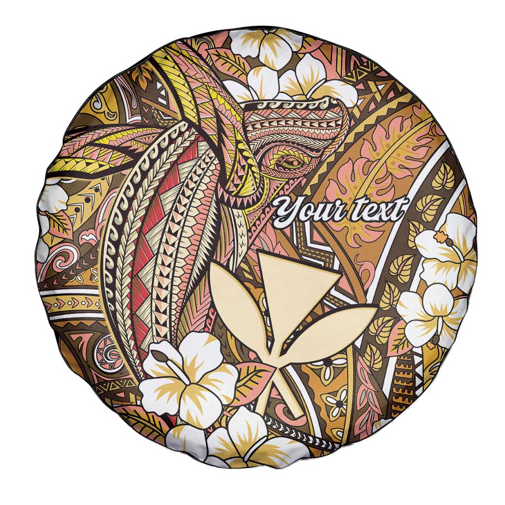 Personalised Hawaii Tribal Humpback Whale Spare Tire Cover Melemele Hibiscus Seamless Pattern