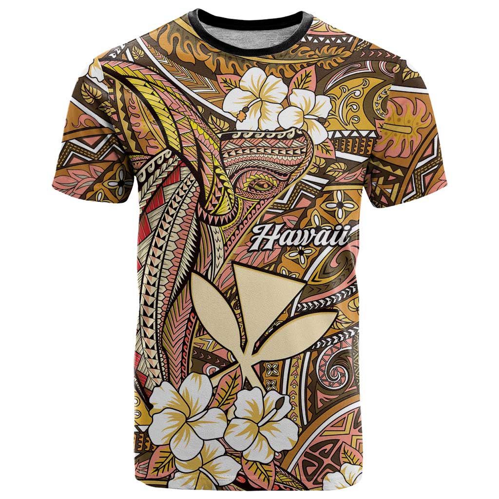Personalised Hawaii Tribal Humpback Whale T Shirt Melemele Hibiscus Seamless Pattern