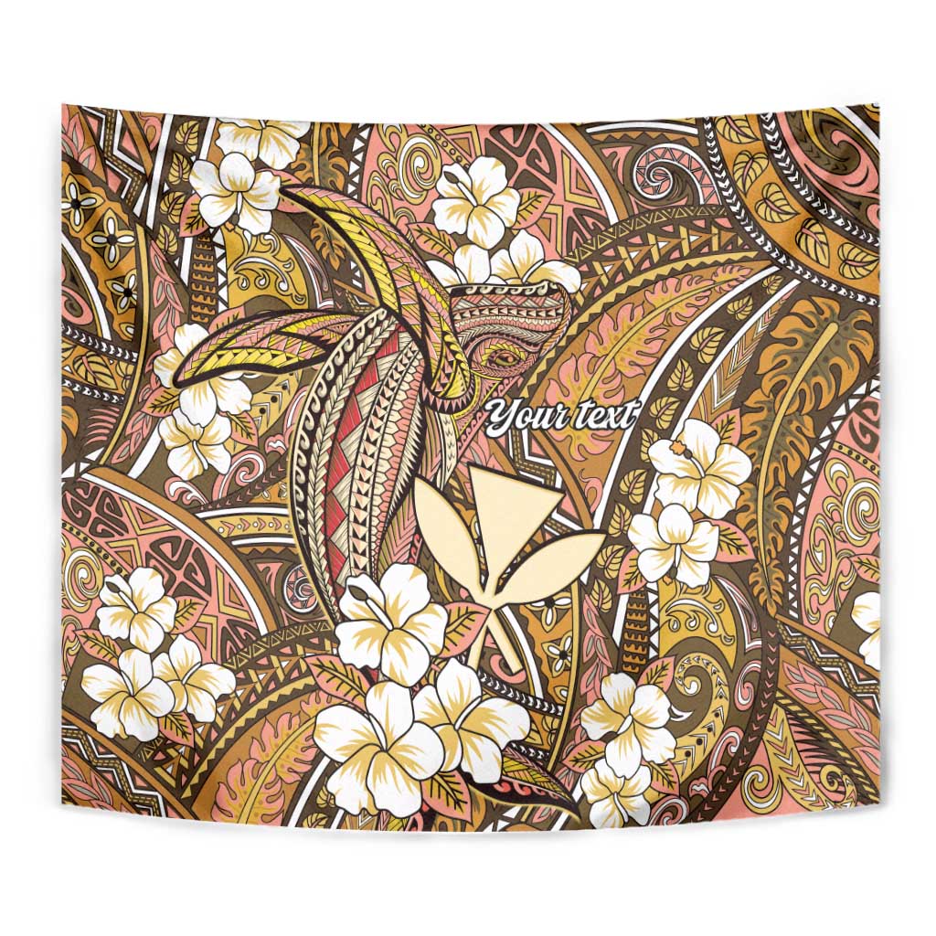 Personalised Hawaii Tribal Humpback Whale Tapestry Melemele Hibiscus Seamless Pattern