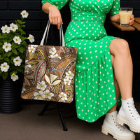 Personalised Hawaii Tribal Humpback Whale Tote Bag Melemele Hibiscus Seamless Pattern