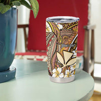 Personalised Hawaii Tribal Humpback Whale Tumbler Cup Melemele Hibiscus Seamless Pattern
