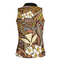 Personalised Hawaii Tribal Humpback Whale Women Sleeveless Polo Shirt Melemele Hibiscus Seamless Pattern