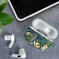 Personalised Hawaii Tribal Humpback Whale AirPods Case Omaomao Hibiscus Seamless Pattern