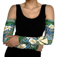 Personalised Hawaii Tribal Humpback Whale Arm Sleeves Omaomao Hibiscus Seamless Pattern