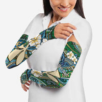 Personalised Hawaii Tribal Humpback Whale Arm Sleeves Omaomao Hibiscus Seamless Pattern
