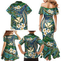 Personalised Hawaii Tribal Humpback Whale Family Matching Mermaid Dress and Hawaiian Shirt Omaomao Hibiscus Seamless Pattern LT9 - Polynesian Pride