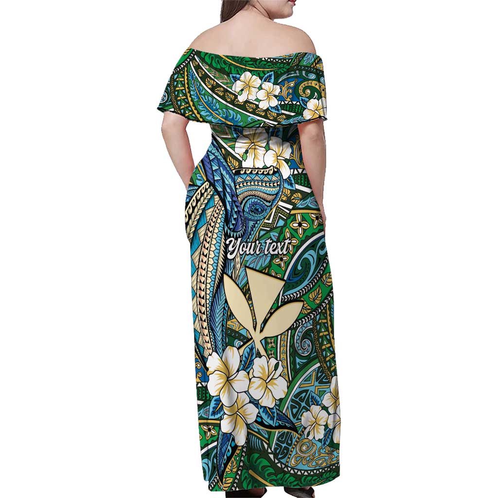 Personalised Hawaii Tribal Humpback Whale Family Matching Off Shoulder Maxi Dress and Hawaiian Shirt Omaomao Hibiscus Seamless Pattern LT9 - Polynesian Pride