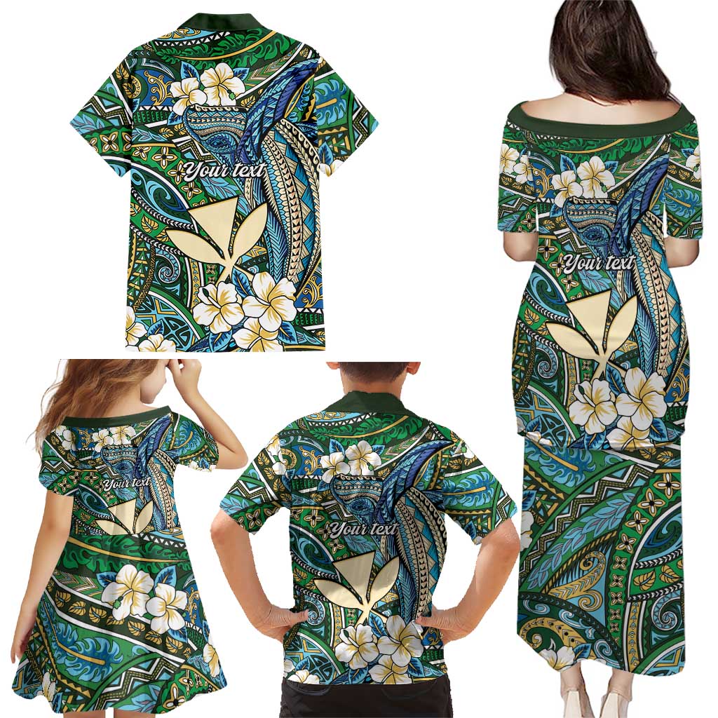 Personalised Hawaii Tribal Humpback Whale Family Matching Puletasi and Hawaiian Shirt Omaomao Hibiscus Seamless Pattern LT9 - Polynesian Pride