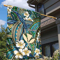Personalised Hawaii Tribal Humpback Whale Garden Flag Omaomao Hibiscus Seamless Pattern