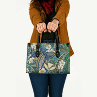 Personalised Hawaii Tribal Humpback Whale Leather Bag Omaomao Hibiscus Seamless Pattern