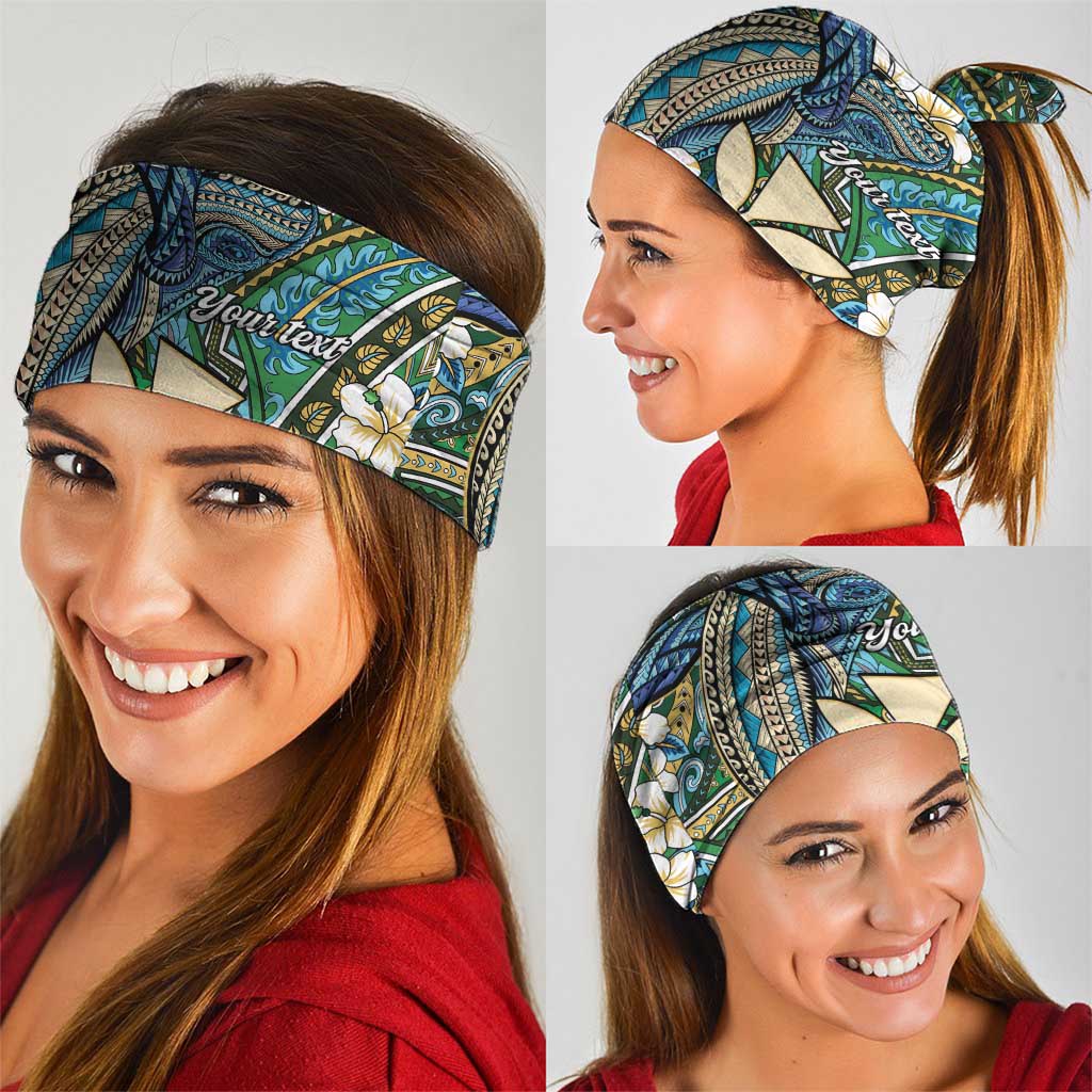 Personalised Hawaii Tribal Humpback Whale Neck Gaiter Omaomao Hibiscus Seamless Pattern