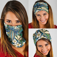 Personalised Hawaii Tribal Humpback Whale Neck Gaiter Omaomao Hibiscus Seamless Pattern