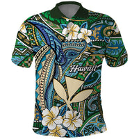 Personalised Hawaii Tribal Humpback Whale Polo Shirt Omaomao Hibiscus Seamless Pattern LT9 Green - Polynesian Pride
