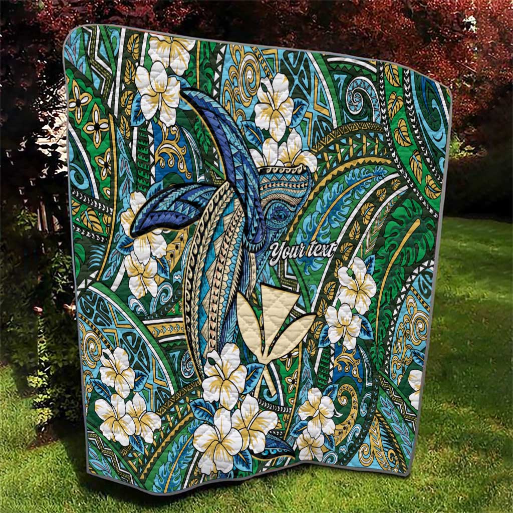 Personalised Hawaii Tribal Humpback Whale Quilt Omaomao Hibiscus Seamless Pattern