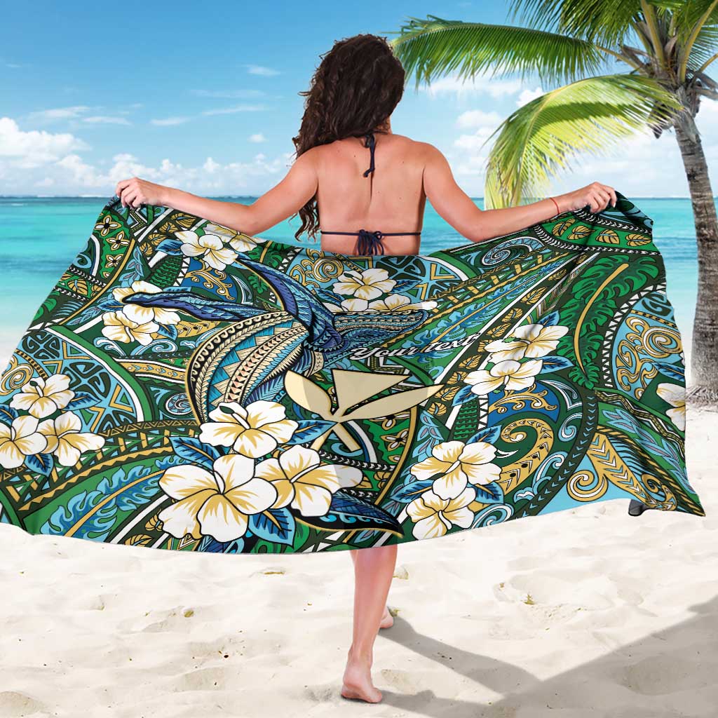 Personalised Hawaii Tribal Humpback Whale Sarong Omaomao Hibiscus Seamless Pattern