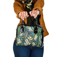 Personalised Hawaii Tribal Humpback Whale Shoulder Handbag Omaomao Hibiscus Seamless Pattern
